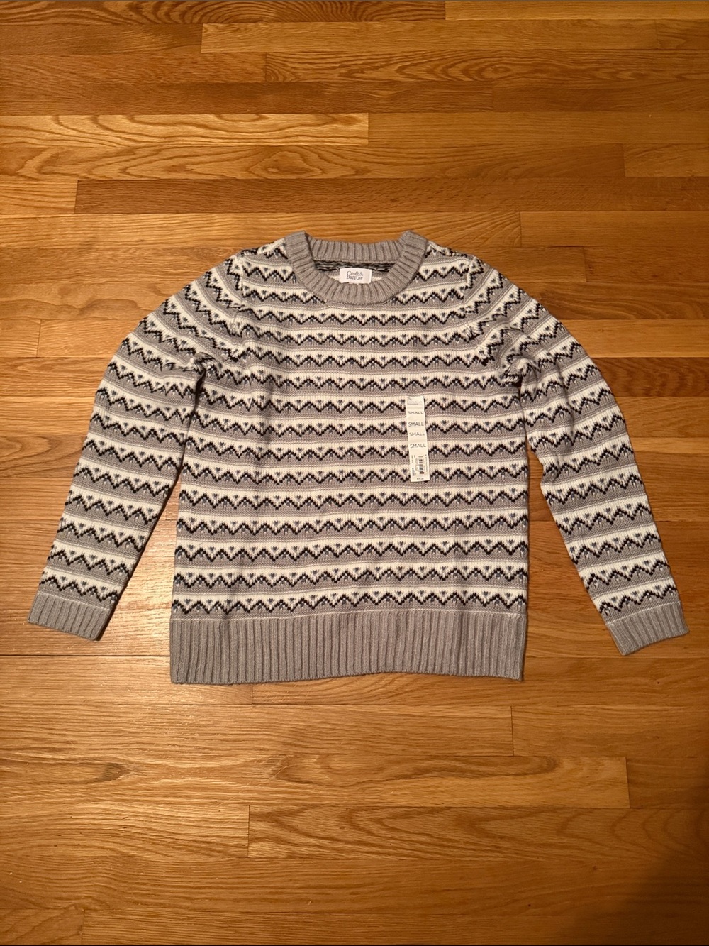 croft & barrow Grey and White Fair Isle Crewneck Sweater